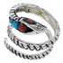 Coral Turquoise Silver Snake Southwest Jewelry Ring Size 6-1/4 MX23648